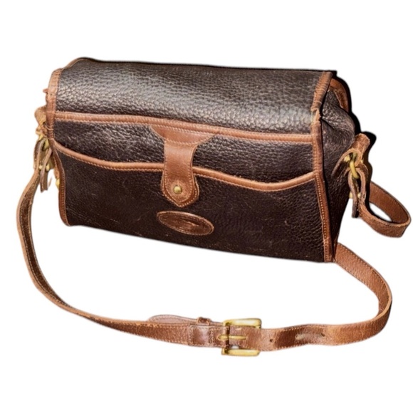 VINTAGE DOONEY BOURKE ESSEX AWL CROSSBODY BAG PURSE iDARK BLUE PEBBLE LEATHER